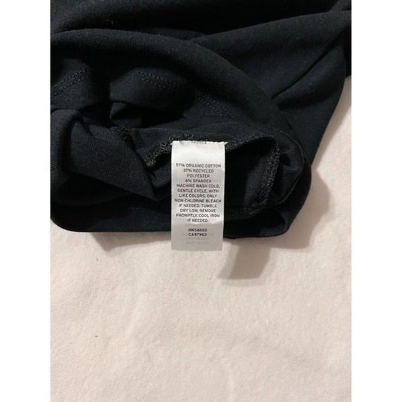 Abound Adult Top Small Black Short Sleeve Piped Surplice V Neck Crop Top Women's - Picture 4 of 6